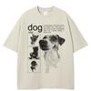 Streetwear Dog Dictionary Graphic T-Shirt Vintage Halftone Photo Print Cotton Oversized Short Sleeve Tee