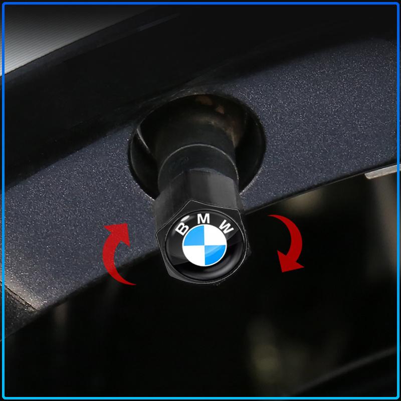For BMW E34 E46 E39 E38 E90 E60 E36 F30 F30 F10 E92 E38 E91 G30 G38 M3 M5 Fashion Car Tire Valve Caps with Car Badge Keyring Keychain Set