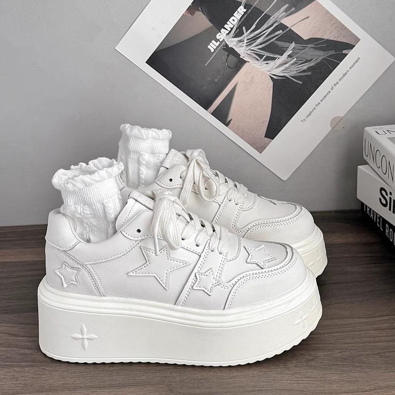 Zhao Ruth, the Same Style Increases the Height of 6CM Little White Shoes Women's Shoes 2025 New Thick-soled Versatile Board Shoes High-heeled Casual