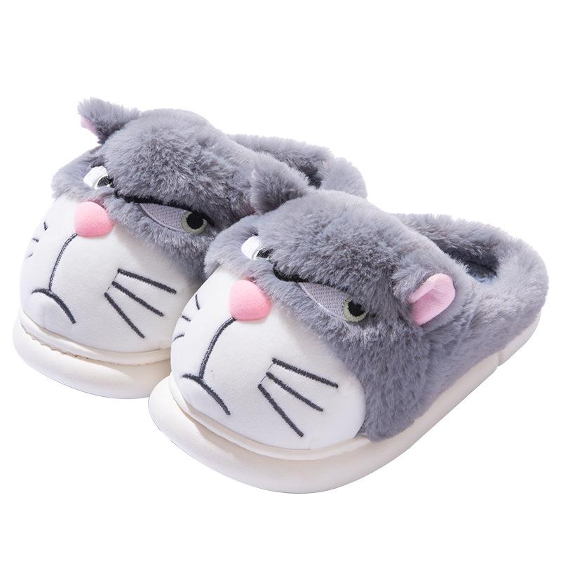 Bomullstøfler vinter ny søt katt hjemme varme komfortable pustende tykk såle fortykket bomull mopp