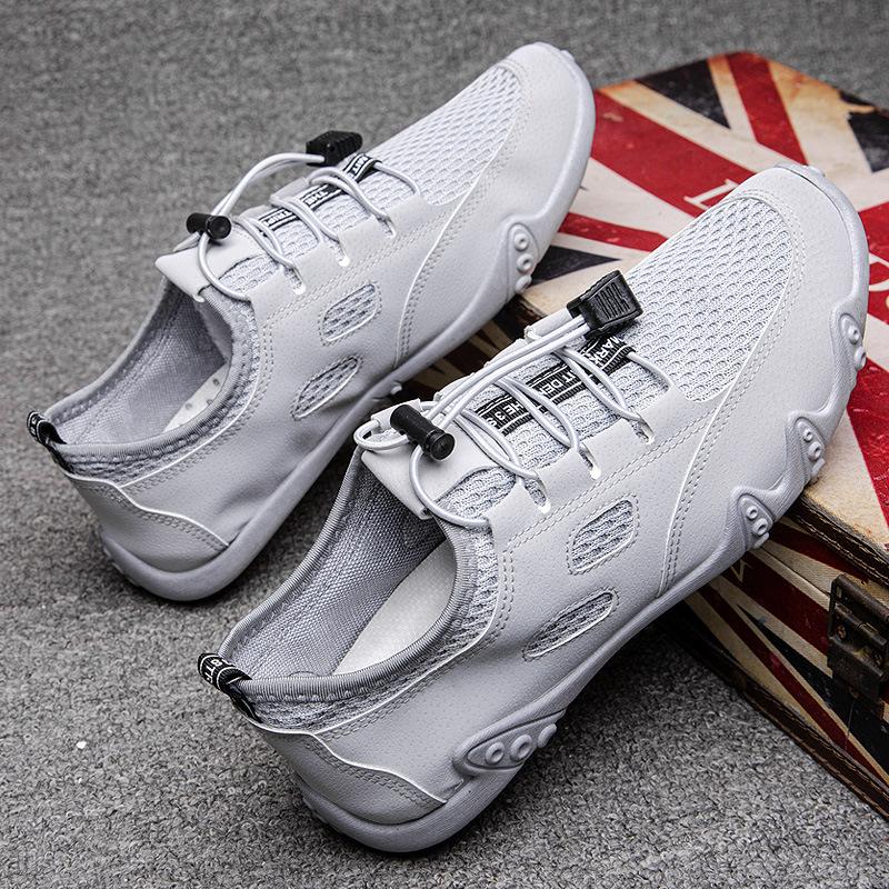 Men's mesh sports shoes, mesh bean breathable leather casual shoes, lightweight and fashionable men's shoes
