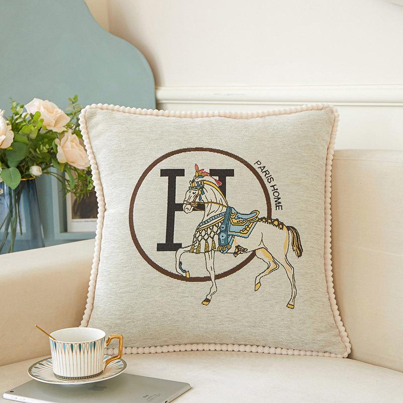 Chenille Jacquard Luxury Pillowcase - White Horse Design