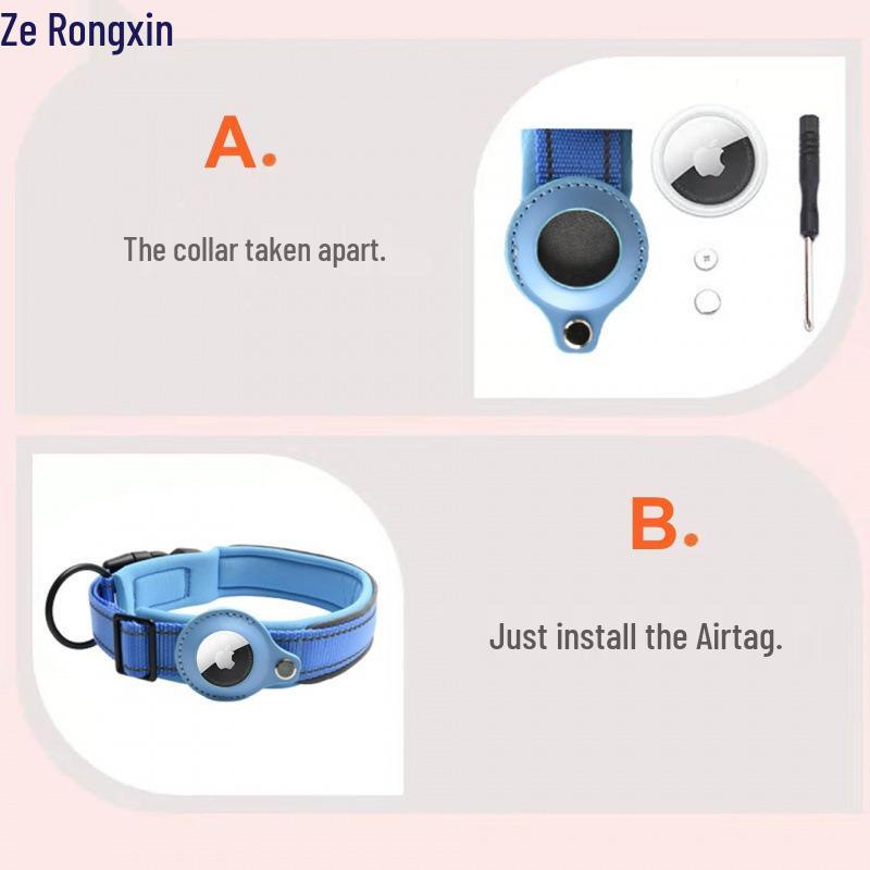 24h Delivery Pet Collar with Apple AirTag for Dog Tracking and Anti-Lost Protection