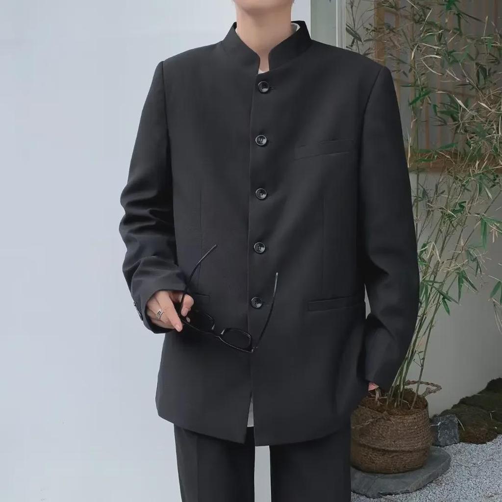 Chinese Style Men's Stand-Up Collar Zhongshan Suit Jacket for Spring & Autumn - Trendy Zhao Shanhe Design