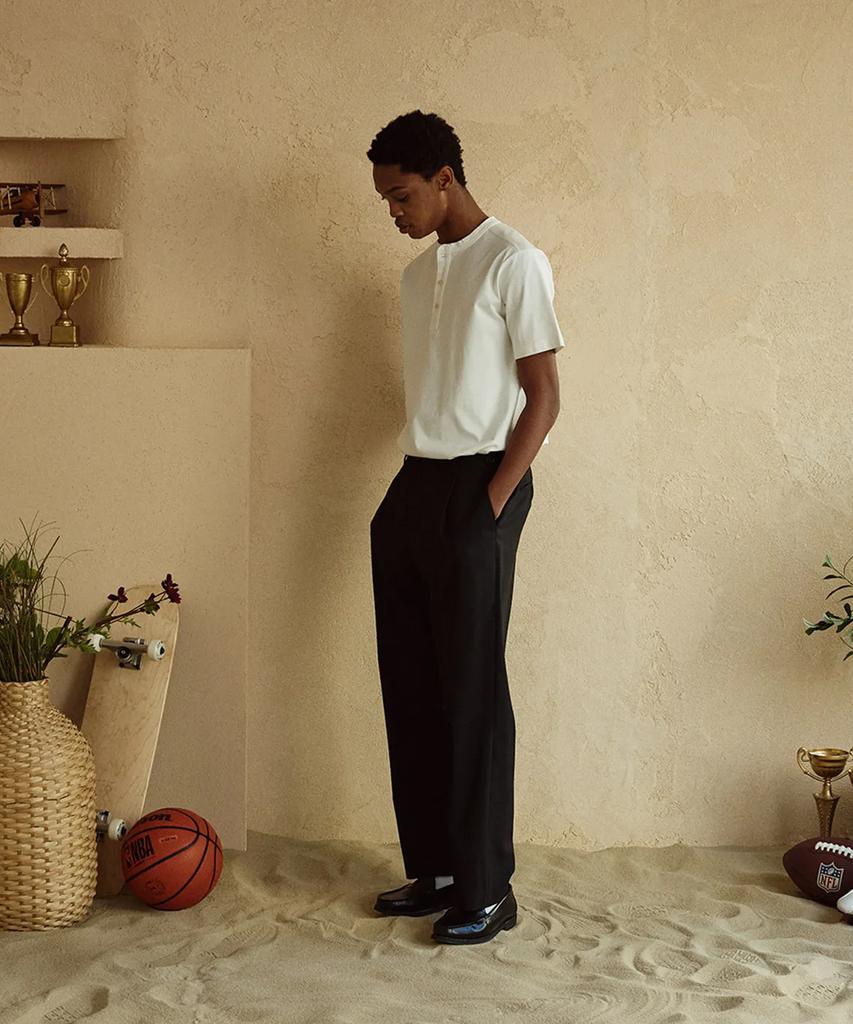 Jelolaunji [Italian Material] Canonico Comfort Wool Slacks Black