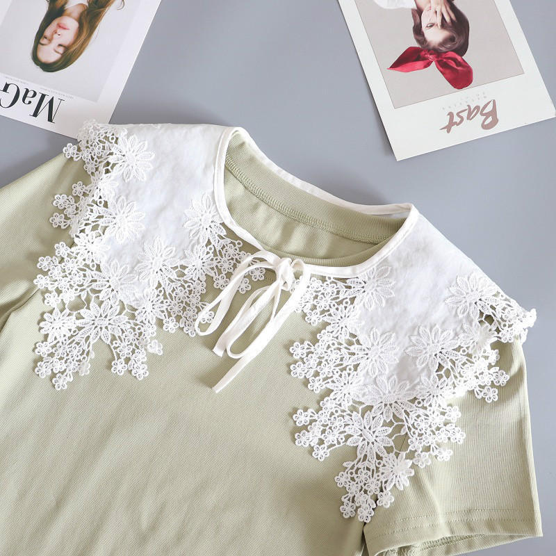 Fashion Embroidery Hollow Cotton Finished Lace Fake Collar Shawl Shopping Travel Camping Party Personalized Decoration Cloak