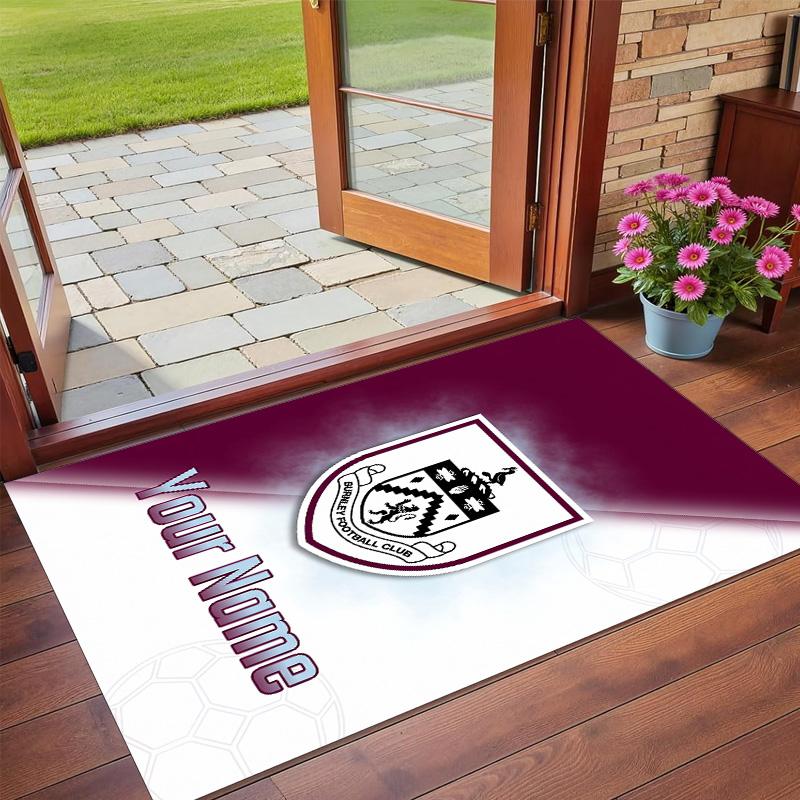 Crystal Velvet Rug Custom Name Text, Soft Non Slip Floor Mat Home DecorBurnley Football