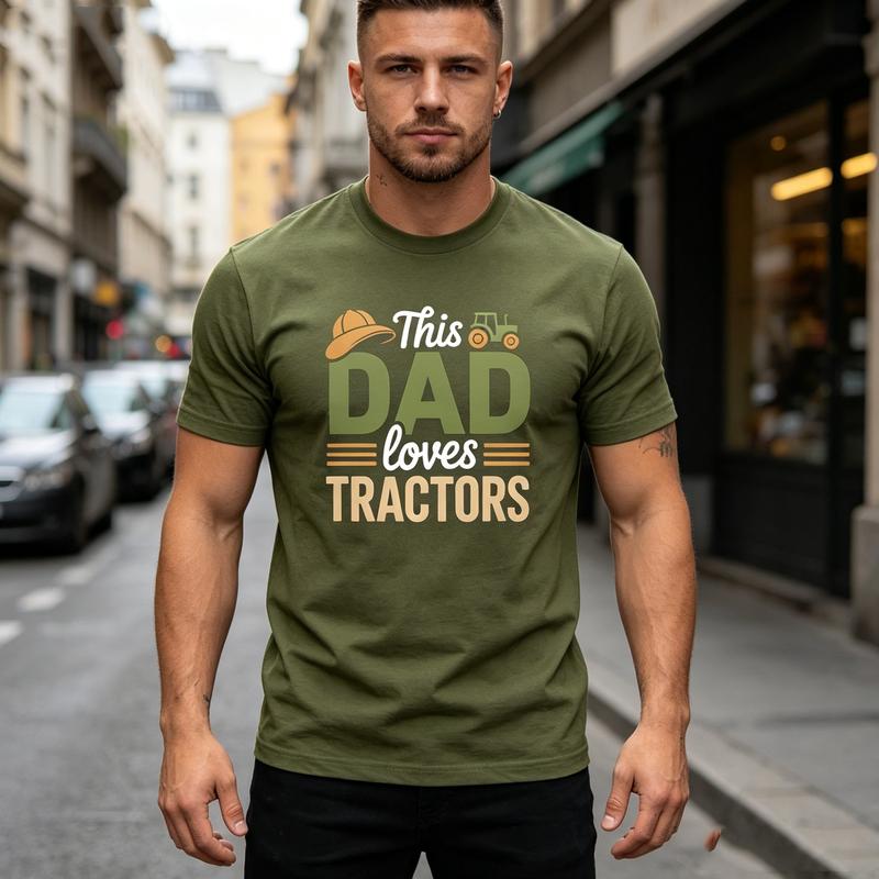 Funny This Dad Loves Tractors Print Tshirt Unisex Summer Hip Hop Streetwear Crew Neck Cotton Blend Tee