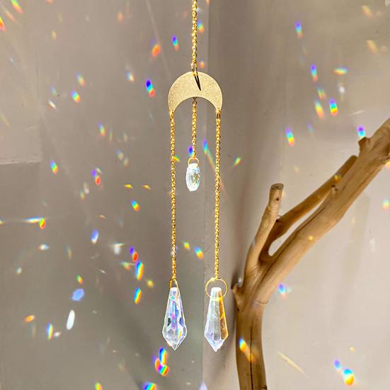 Pegador de Sol de Cristais Coloridos, Pegador de Sol Pendurado com Corrente, Ornamento de Sino de Vento com Bolas de Cristal para Janela Casa Jardim Dia de Natal Festa Casamento