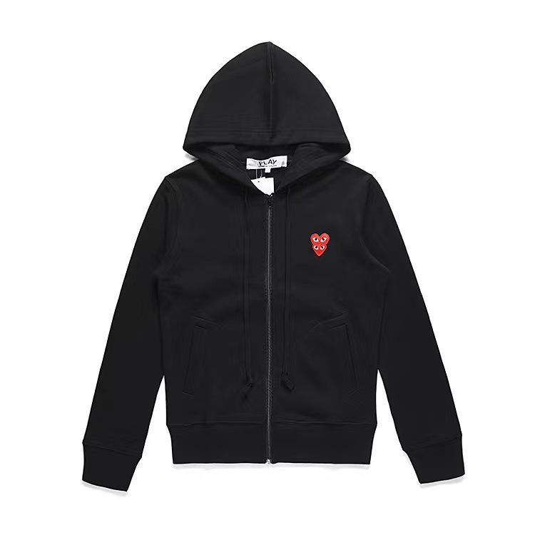 Chuan Jiu 2024 A/W Heart Hoodie: Unisex Stand Collar Zipper Pullover with Drawstring Hood