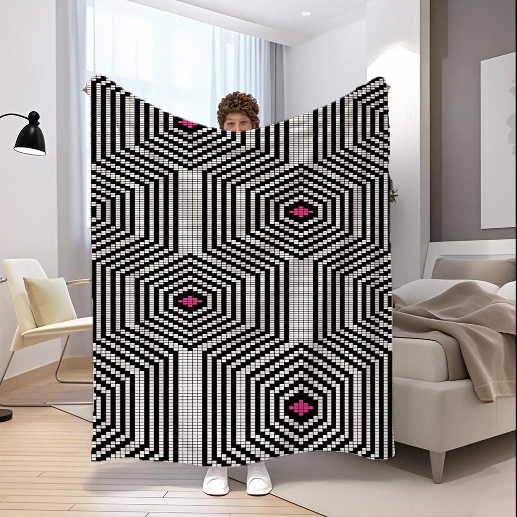 Geometric Pattern Blanket Microfiber Flannel Cover Blanket Bedroom Living Room Sofa Soft And Comfortable Home Decoration