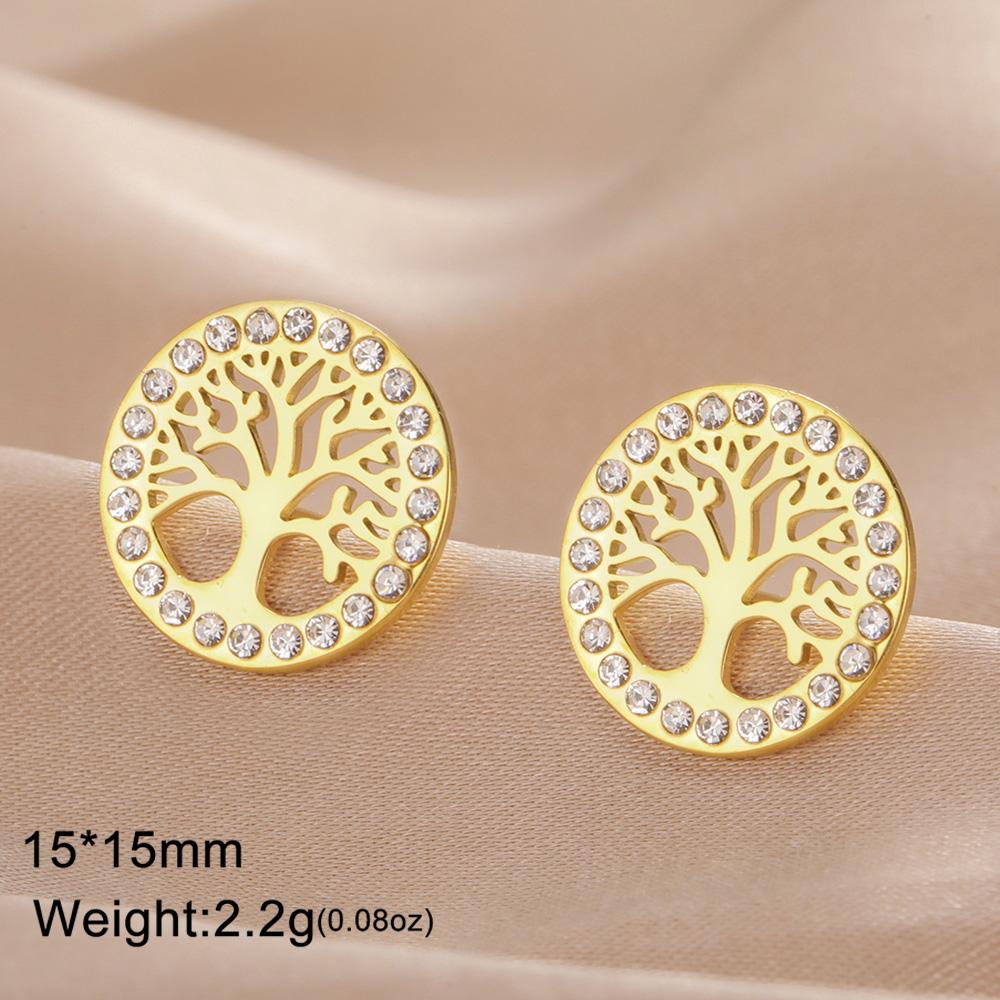 Dawapara Cirkel Levensboom Oorbellen Clear Zirconium Ronde Oorbellen Roestvrij Staal Ierse Sieraden Vriendschapscadeau