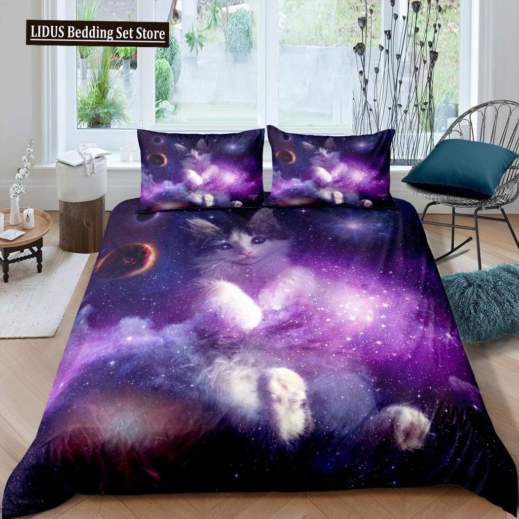 Starry Sky Duvet Cover Colorful Galaxy Outer Space Quilt Cover Glitter Polyester Dream Starry Sky Theme For Bedroom Decorations