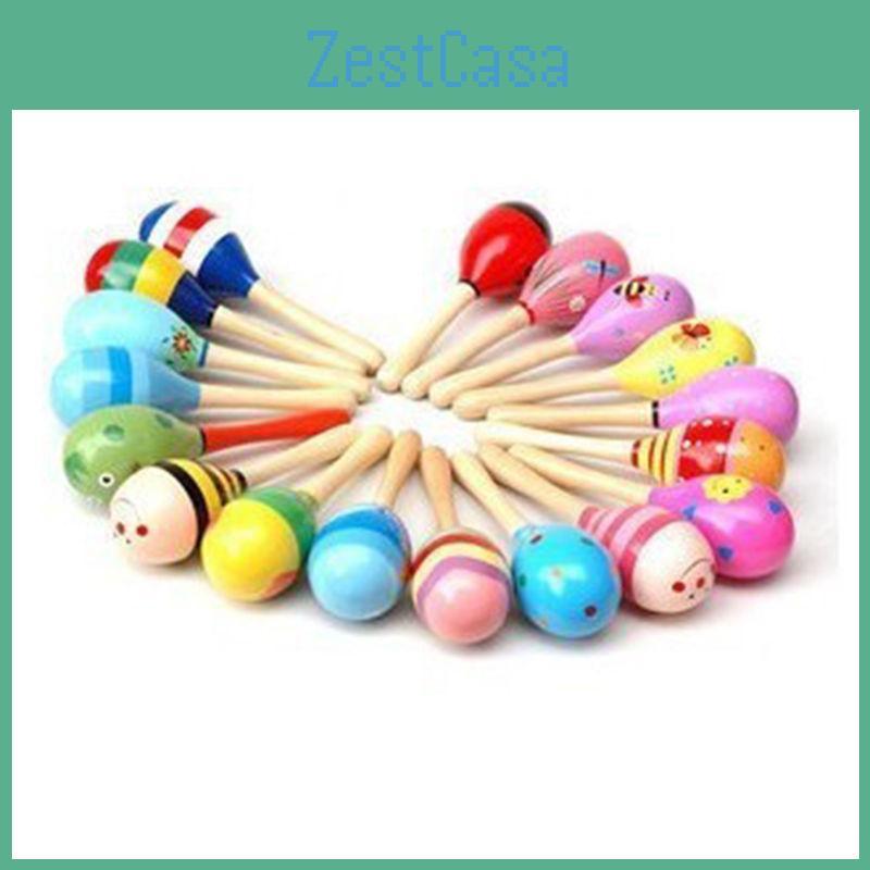Natural Shaker Wood Rattle Toy Infant Sensory Cognitive Growth Gift One Randomly