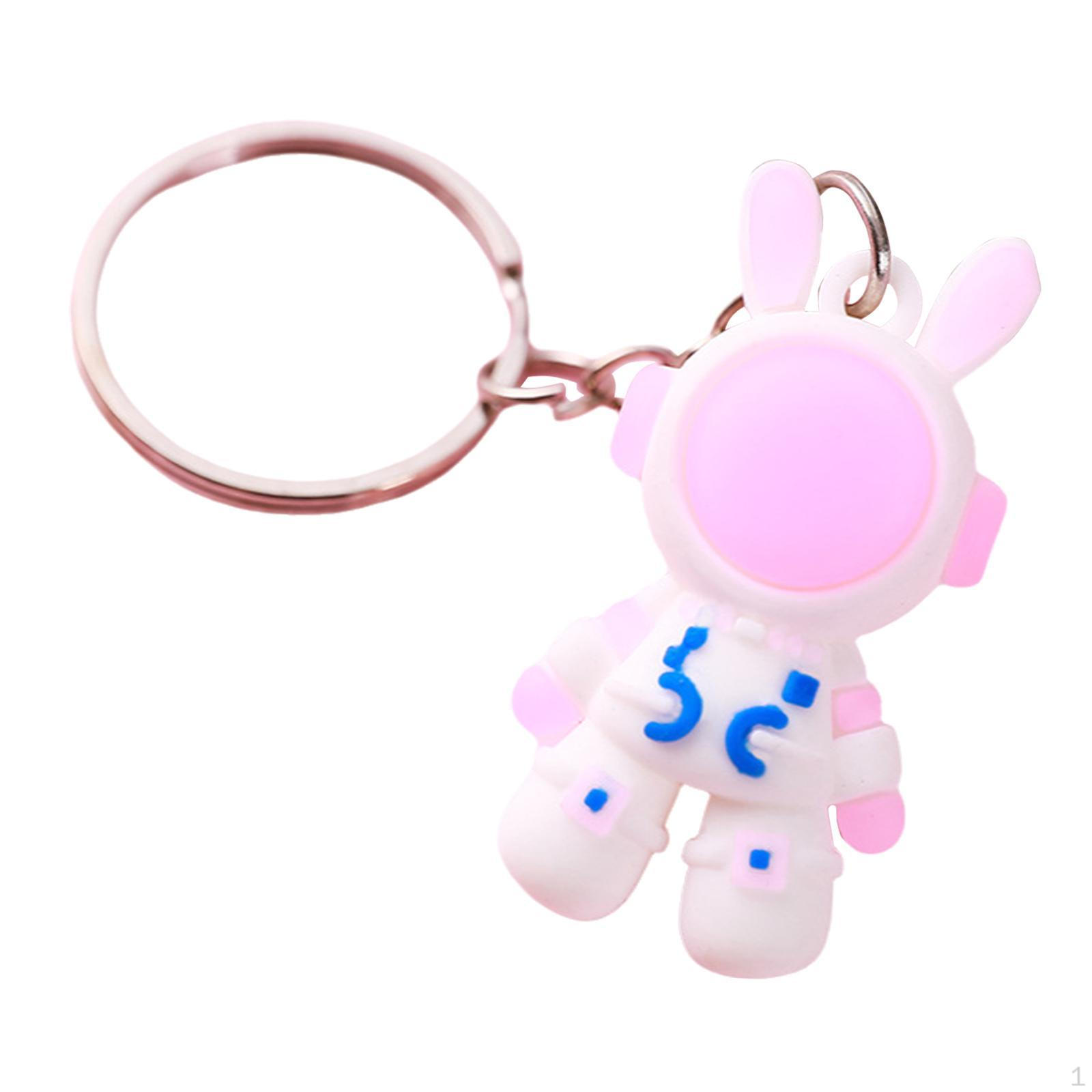 

Брелок для ключей в виде астронавта, держатель для ключей от машины, брелок с мультяшной фигуркой, подвеска для сумки на плечо, подарки на годовщину Pink Bunny