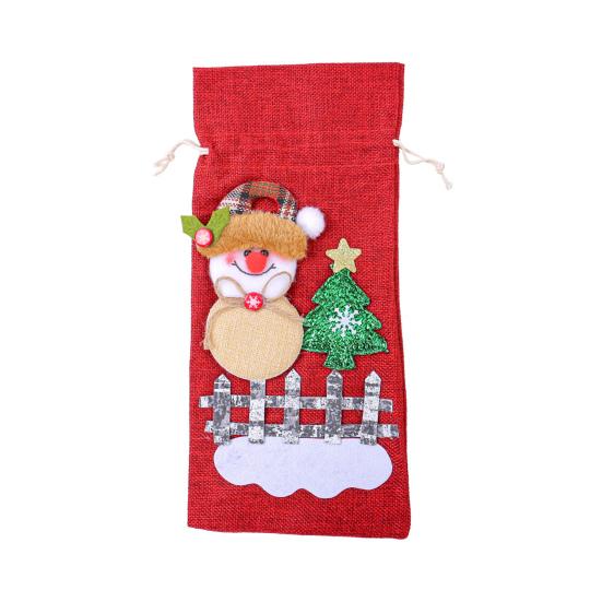 Dining Table Ornament Sets Christmas Wine Bottle Cover, Santa Claus/Snowman/Elk/Bear Gift Bag with Sticker Decals, Holiday Winter Home Accents
