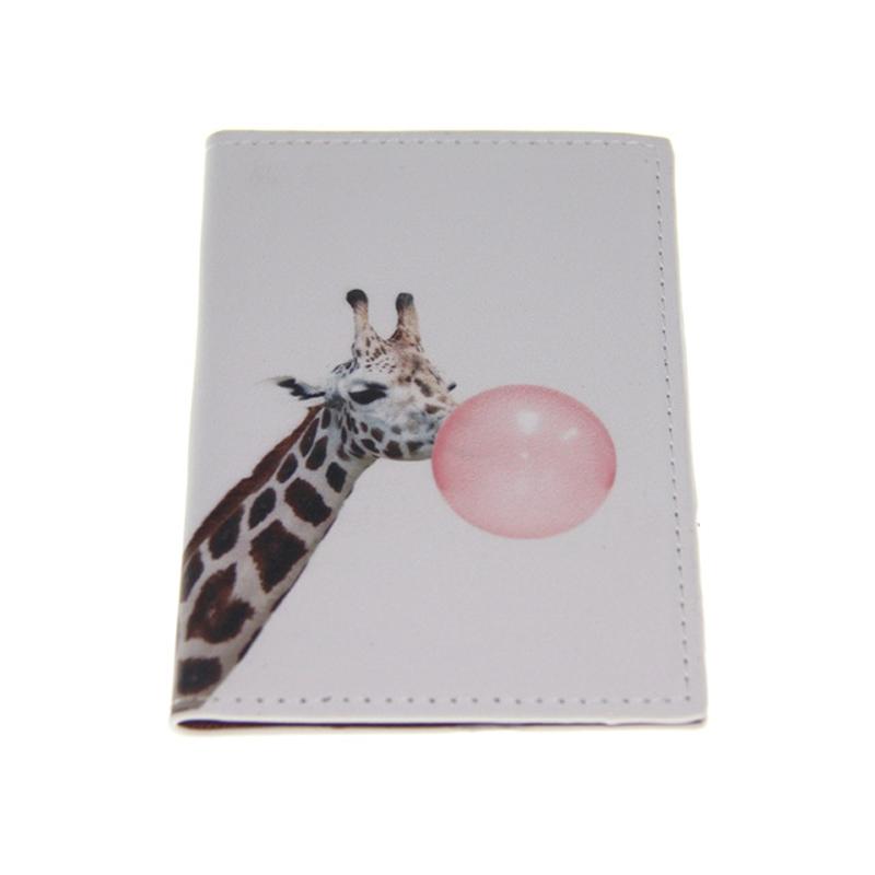

Fashionable Cartoon Animal Passport Holder Women Travel Passport Cover Case Students Portable PU Leather Bank Card Clip Wallet
