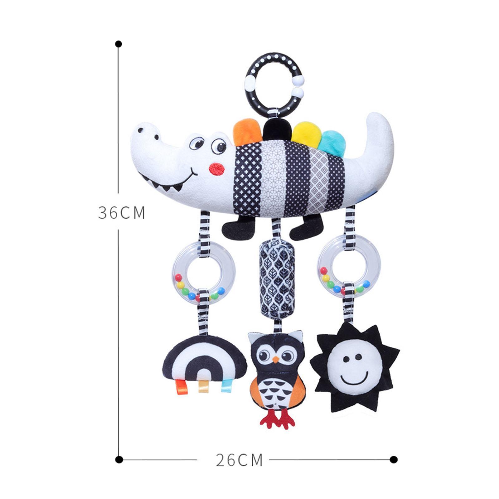 

Baby Stroller Spiral With Rattle Crinkle Black White High Contrast Infant Hanging Plaything For Car Seat Crib Rail Tactile Development