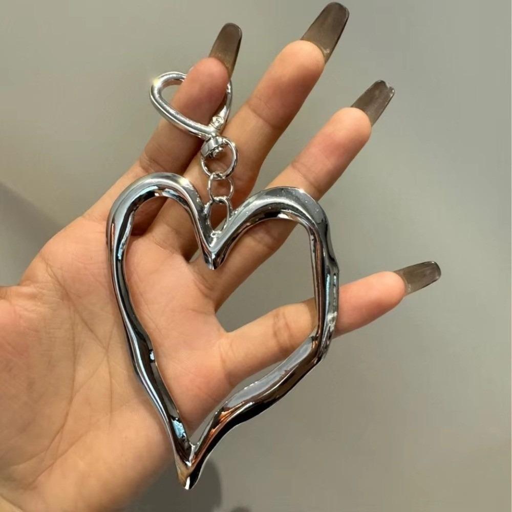 Punk Keychain Big Hollow Hanging Ornament Trendy Heart Pendant Cellphone Decoration