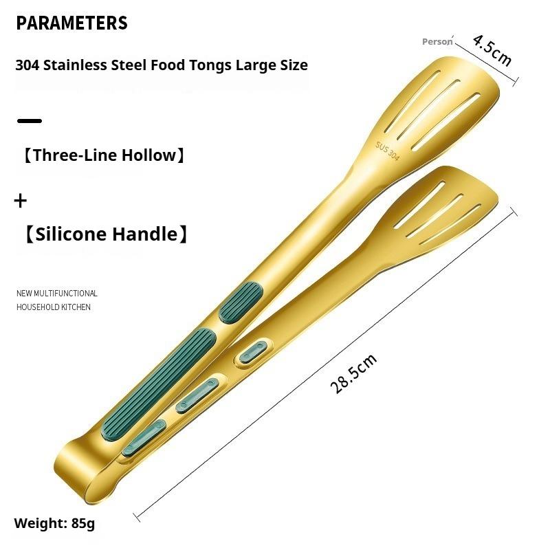 

1 шт. Пищевой зажим из нержавеющей стали 304, зажим для хлеба, уличный корейский BBQ трехлинейный зажим L золотой