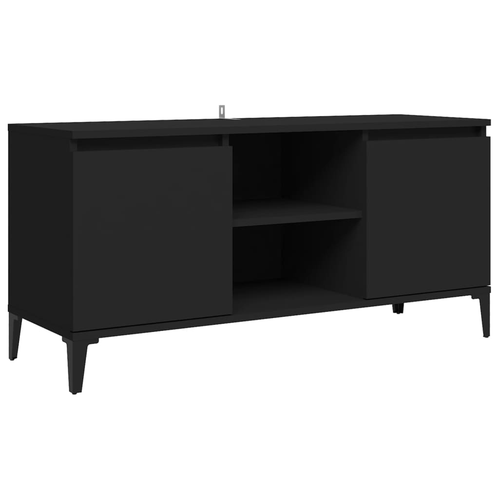 Fernsehtisch Mit Metallbeinen Schwarz, Doppeltür-Speicher Mit Viel Platz, Flurschrank, 103,5 X 35 X 50 Cm
