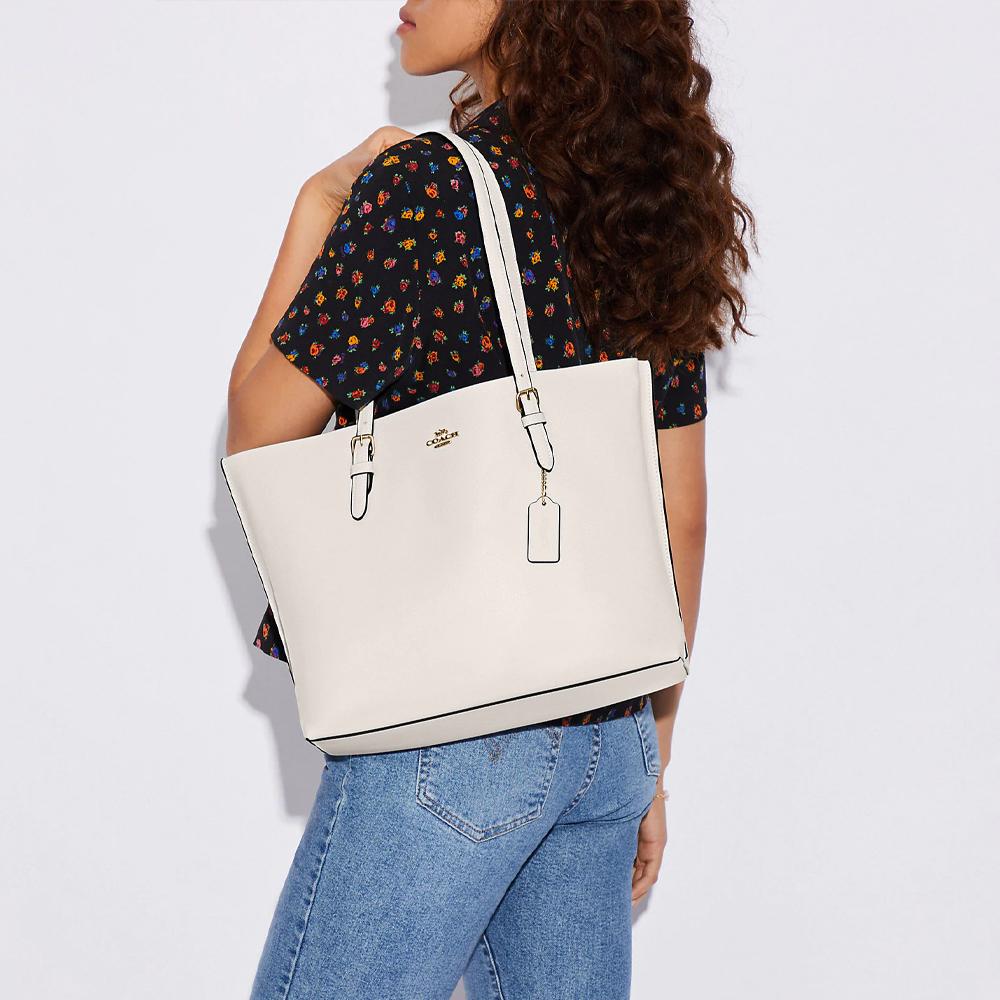 Coach Mollie Logo Leather Tote Bag Women tote bags White 1671-IMOVG