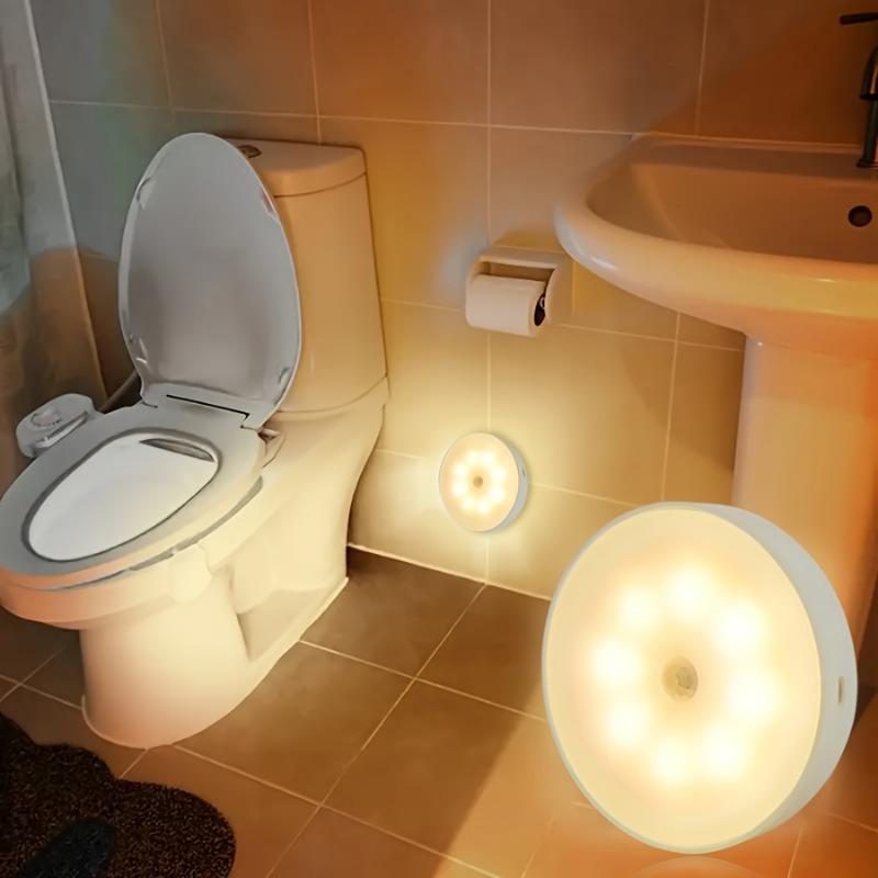 

1PC LED human body induction night light round charging magnetic bedroom wardrobe aisle intelligent induction білий