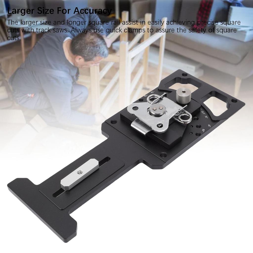 Adjustable Angle Track Saw Square Fit for Festool Aluminum Alloy Track Saw Guide Rail Square with Positive Angle Stop