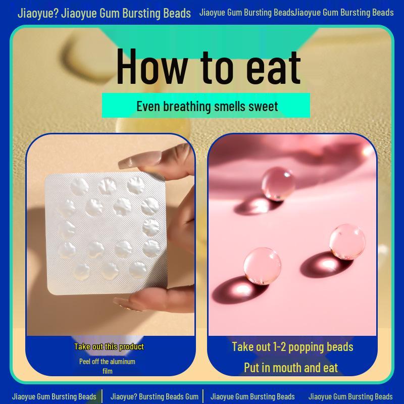 Jiaoyue Probiotic Chewing Gum with Strawberry Orange Flavor, Perfect for Couples' Flirty & Erotic Oral Play.