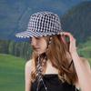 Frühling Sommer Hut mit breiter Krempe für Outdoor-Bergsteigen Karierter Fischerhut mit Schnürung Sonnenschutzhut für Damen