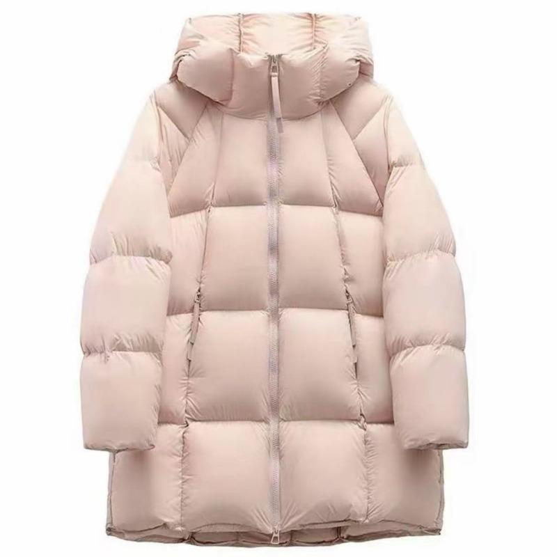 Cangzhou Cotton Clothes Puff Model Soft New Cotton Clothes Cotton Medium and Long Cotton Clothes Women's Hooded Jacket Thickened Cotton Clothes