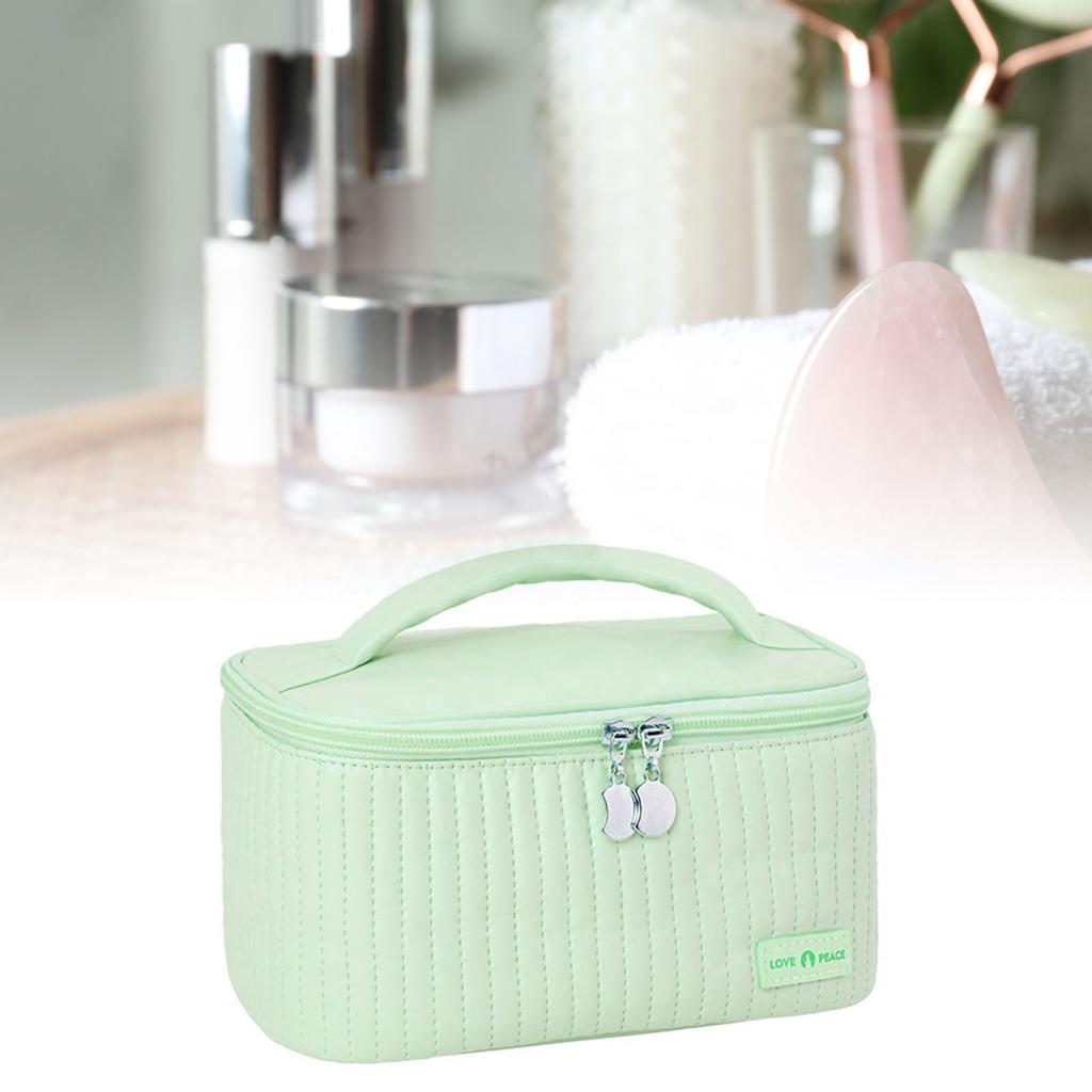 PU Coperchio Apribile Forma Torta Borsa Trucco Borsa Porta Cosmetici Colore Tenue Portatile Borsa Trucco Verde Chiaro