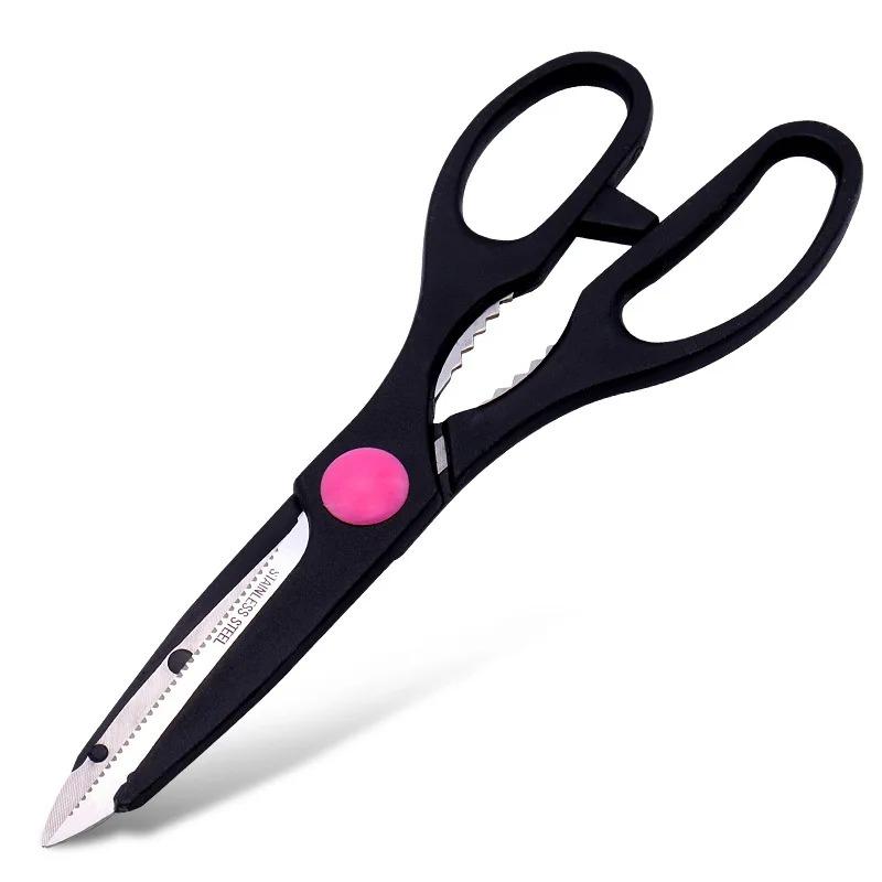 Stainless Steel Sharp Blade PP Effort Saving Handle Multi Functional Household Kitchen Scissors With Beer Bottle Opener