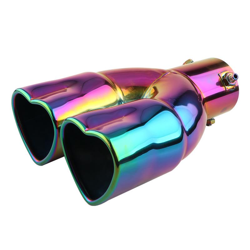 Heart-shaped Car Exhaust Tail Pipe Muffler Stainless Steel Double-row Outlet Muffler Tip Pipe Tail Throat Universal