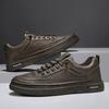 Fashion Men's Casual Shoes Spring Autumn Depressurized Breathable Lacefree Leather Shoes Super Soft and Wear-resistant Men's Board Shoes
