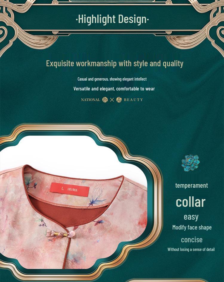 Imitation Silk Shirt for Elderly Women - Chinese National Style