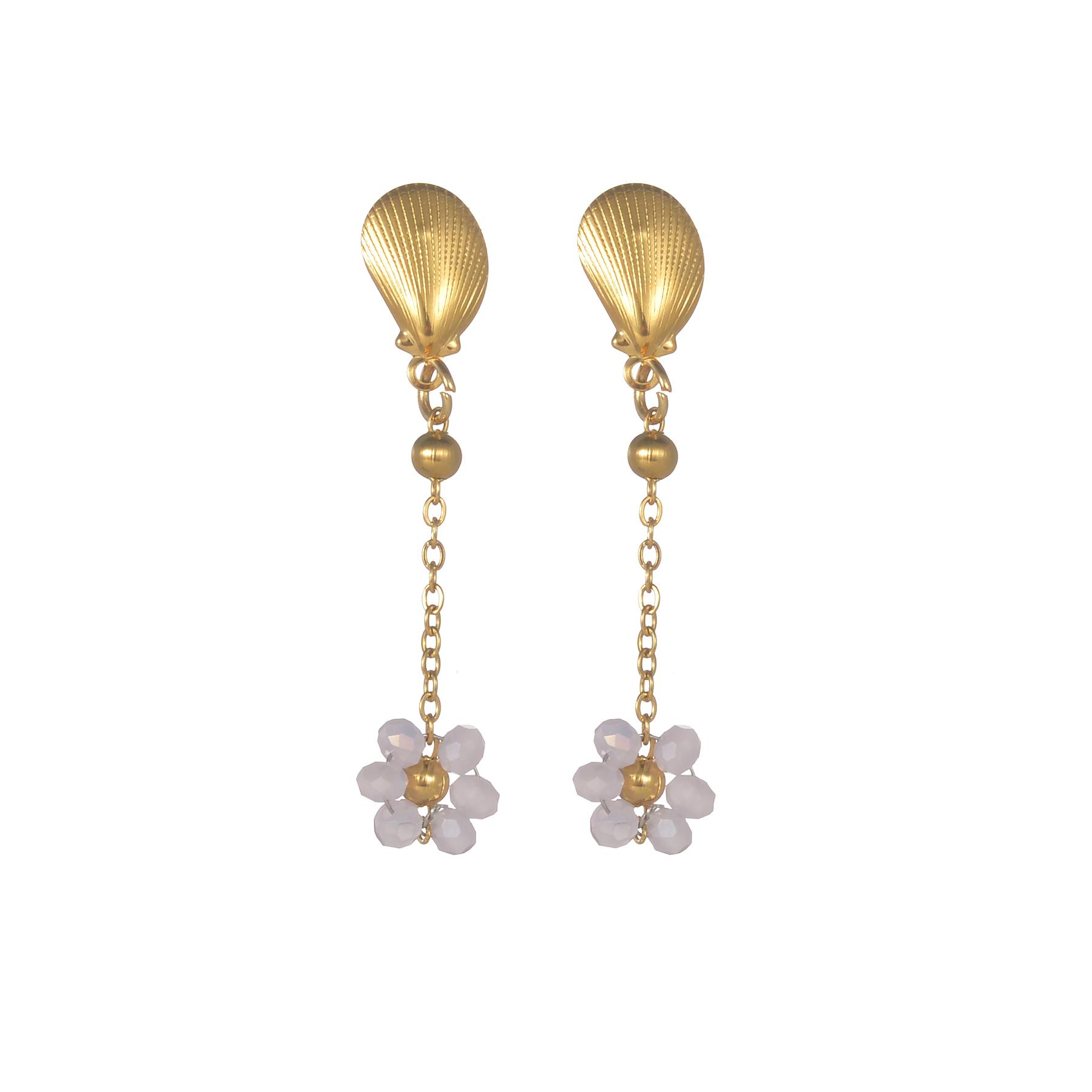 

Atoztide Trendy Exquisite Colorful Flower Tassel Earring for Women Stainless Steel Gold Color Shell Drop Earring Jewelry Gift