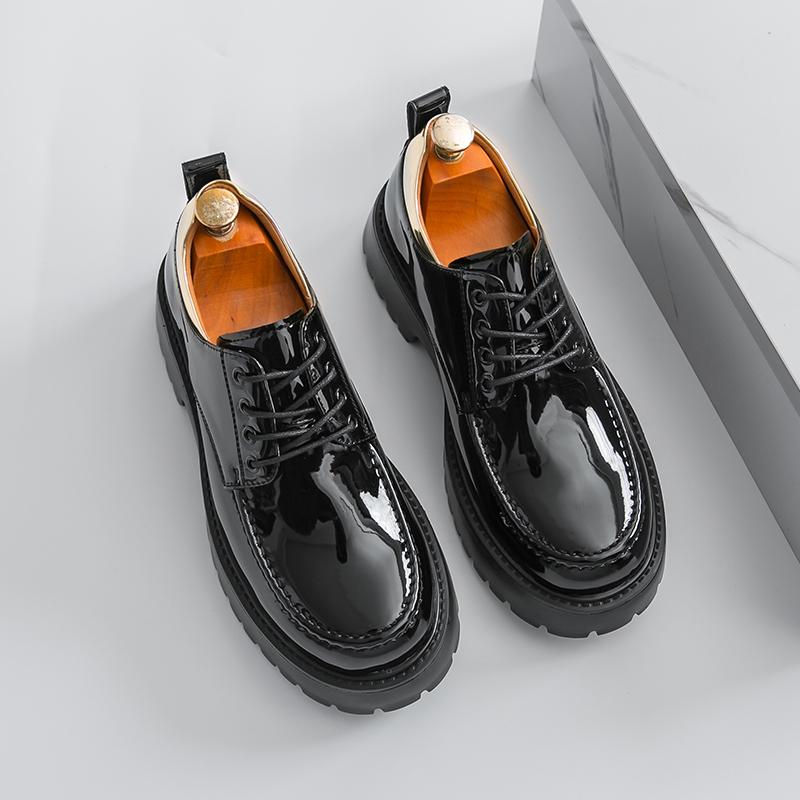 Fashion British Style Mens Leather Oxford Shoes Luxury Formal Business Wedding Dress Shoes Thick Bottom Anti-slip Wearable Casual Shoes