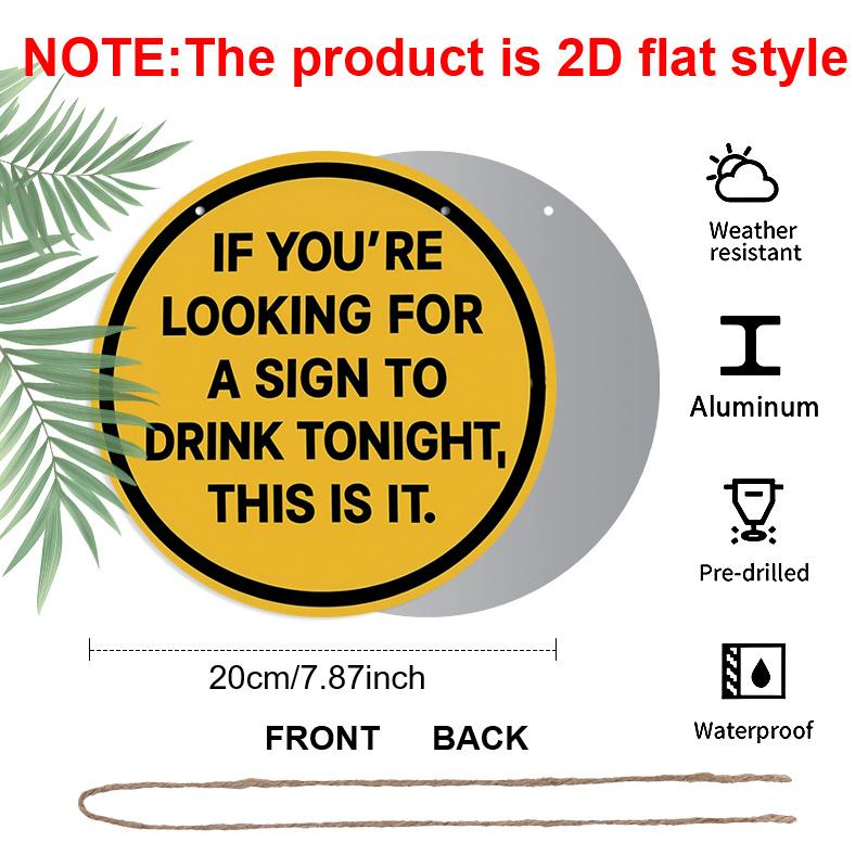 2D Flat 1pc, 8x8 in, Drinking Theme Aluminum Metal Decorative Signs & Plaques, Perfect for Decorating Bedrooms, Kitchens, Dining Rooms, and Bars - An
