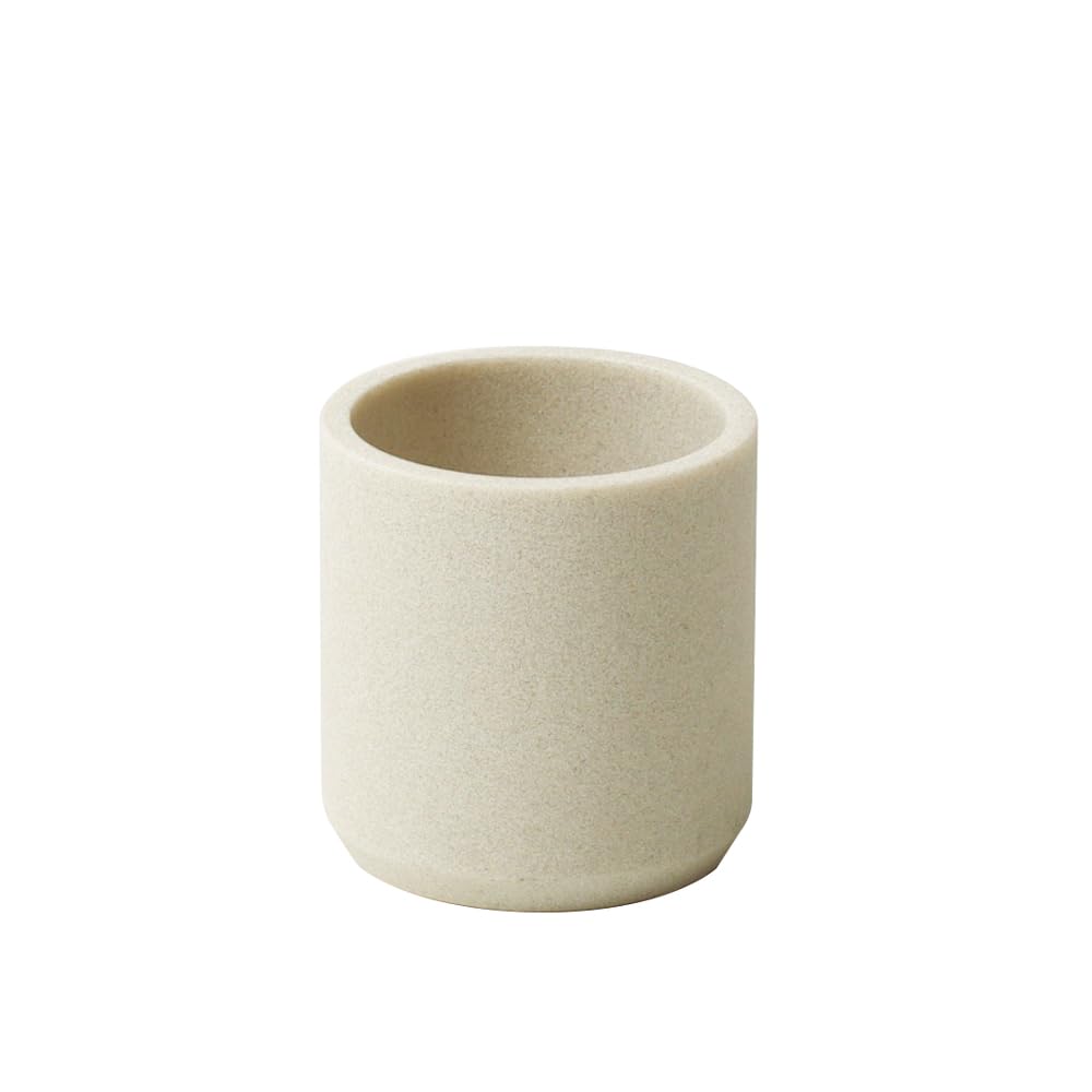 ideaco Pen Stand/Brush Stand, Round, 8.3cm Diameter x 9cm Height, Stone Sand White