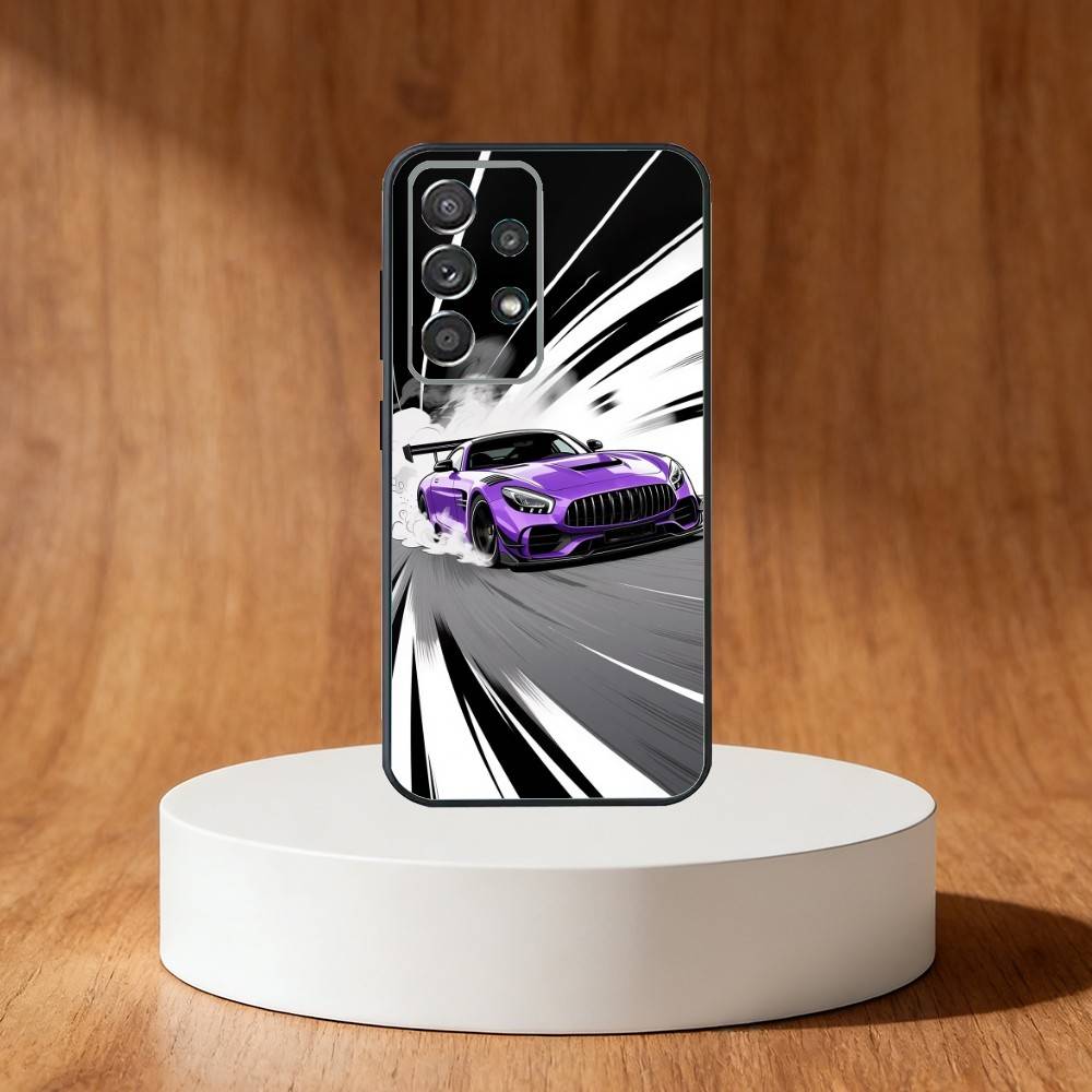 Manga-Style Sports Car Phone Case For Samsung S25,S24,S21,S22,S23,S30,Ultra,S20,Plus,Fe,Note,10,9,5G Black Cover
