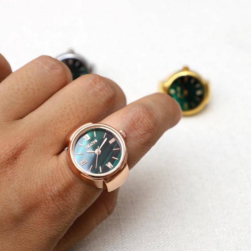 1Pc Mini Watch Creative Ring Quartz Movement Fashion Accessories  Alloy Shell Finger Watch Jewelry Women Ring Gift