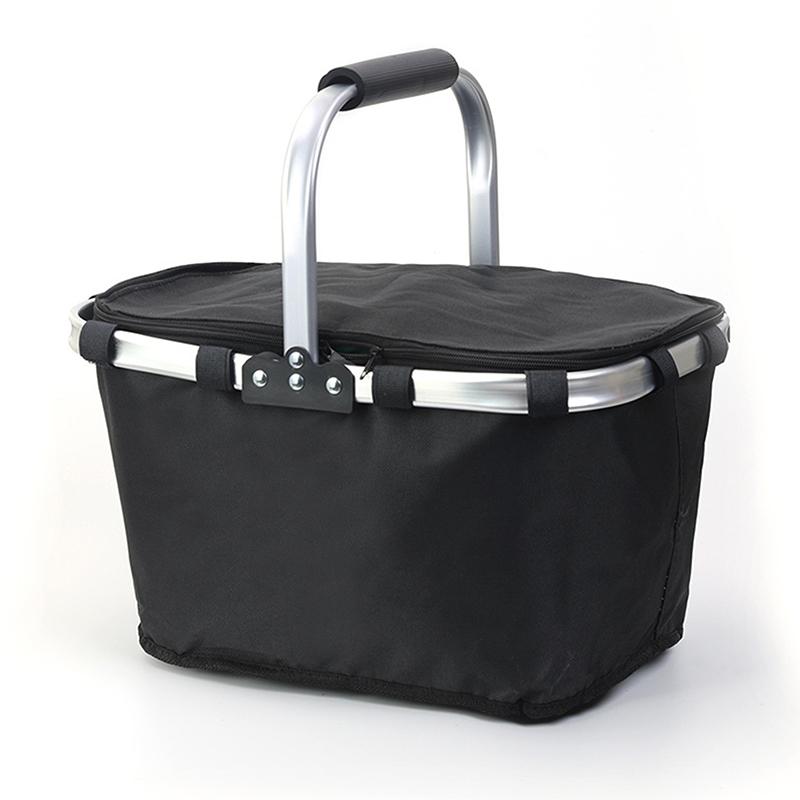

Складная корзина для пикника Удобная транспортировка еды Складная термосумка Корзины для покупок Прочная корзина для еды чёрный