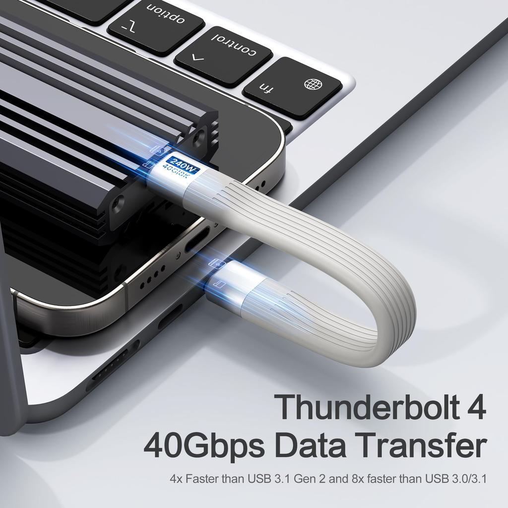 USB C Keychain,Thunderbolt 4 Short USB C Keychain Cable with 240W PD Fast Charging 40Gbps Data Transfer,8K@60Hz Durable Cable