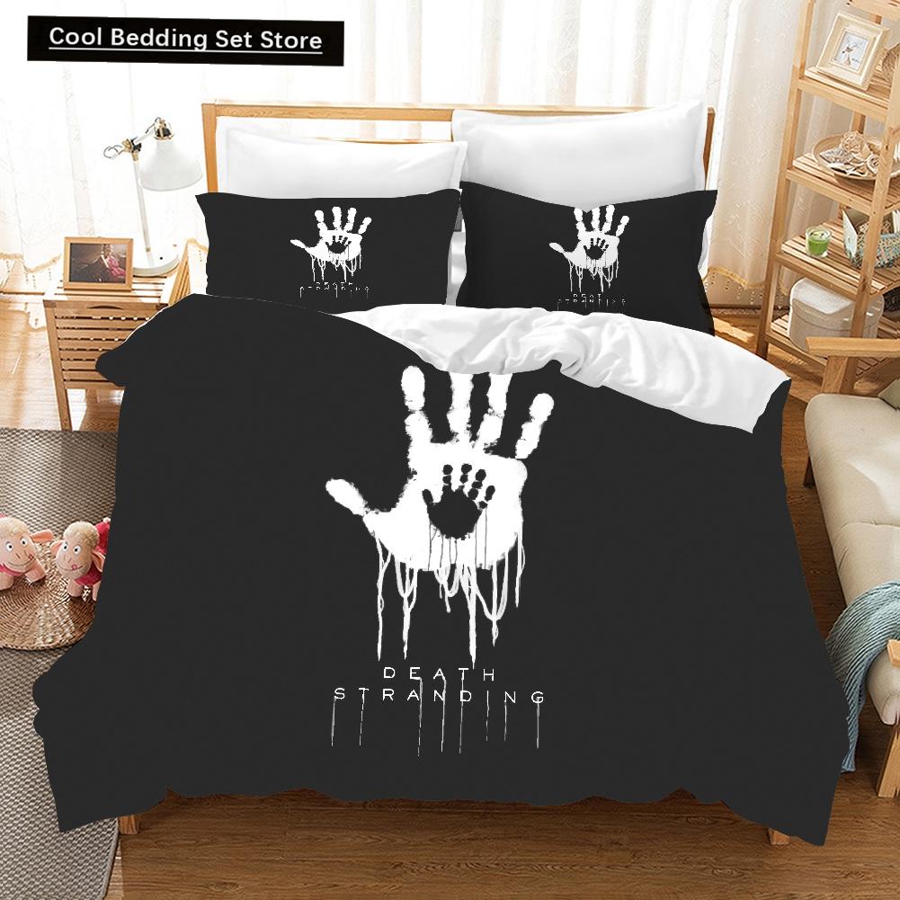 Halloween King Queen Duvet Cover Horror Blood Hand Bedding Set for Teens Scary Red Blood Stains 2/3pcs Polyester Quilt Cover
