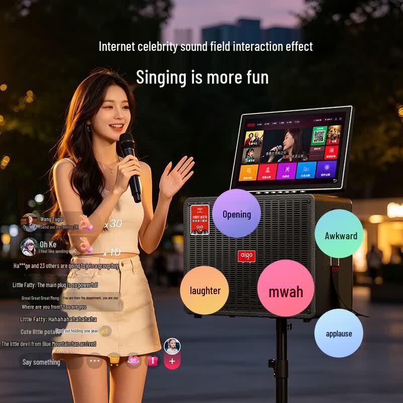 Aigo S808 Portable KTV Bluetooth Trolley Speaker (CN Version)