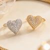Ear Clip Sparkling Cubic Zirconia Inlaid Heart Design Non-Pierced C-Shaped Clip-On Earring Adjustable Lightweight Earring