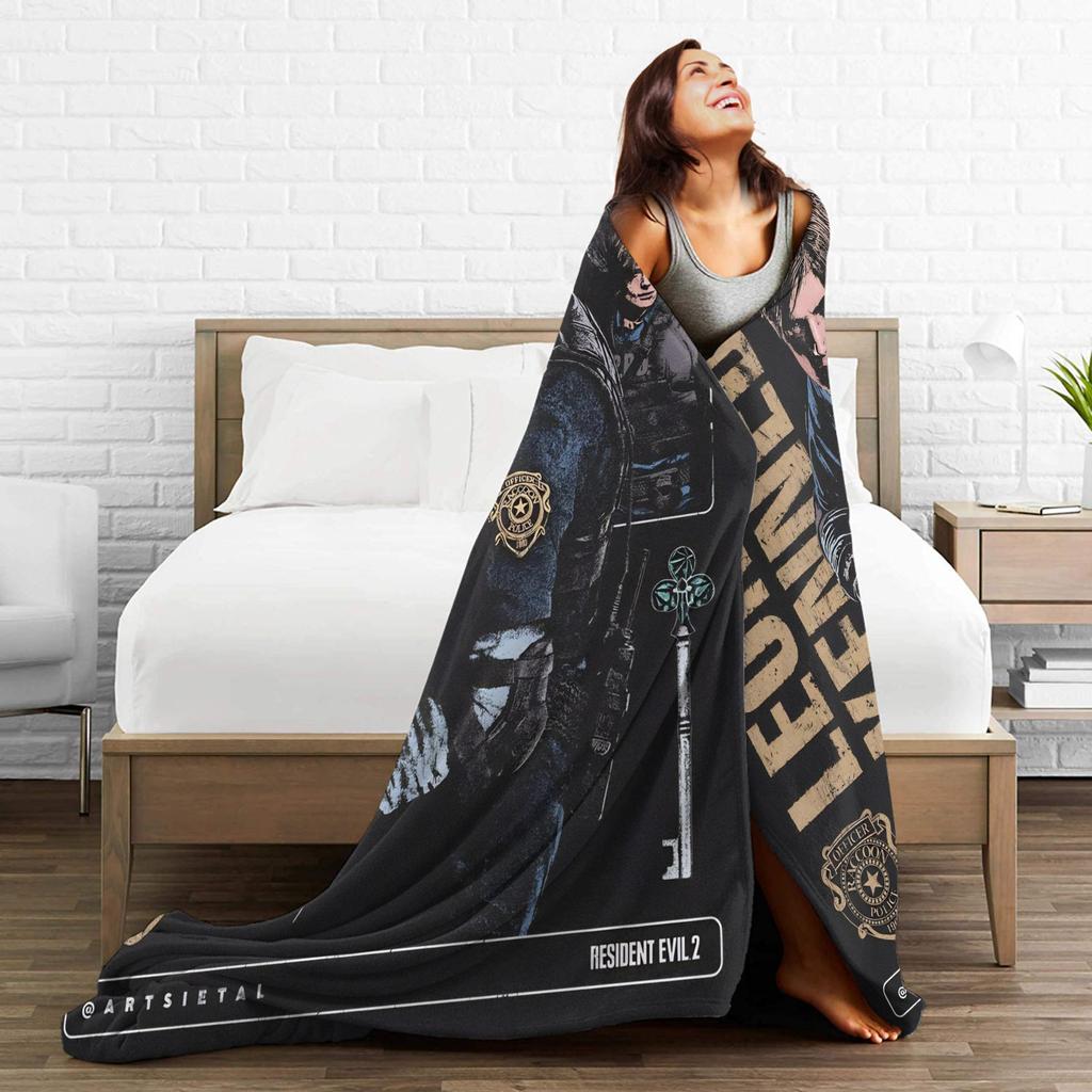 Leon Kennedy Resident Evil Warm Soft Blanket Picnic Plush Bedding Throws Fashion Outdoor Flannel Bedspread Sofa Bed Cover