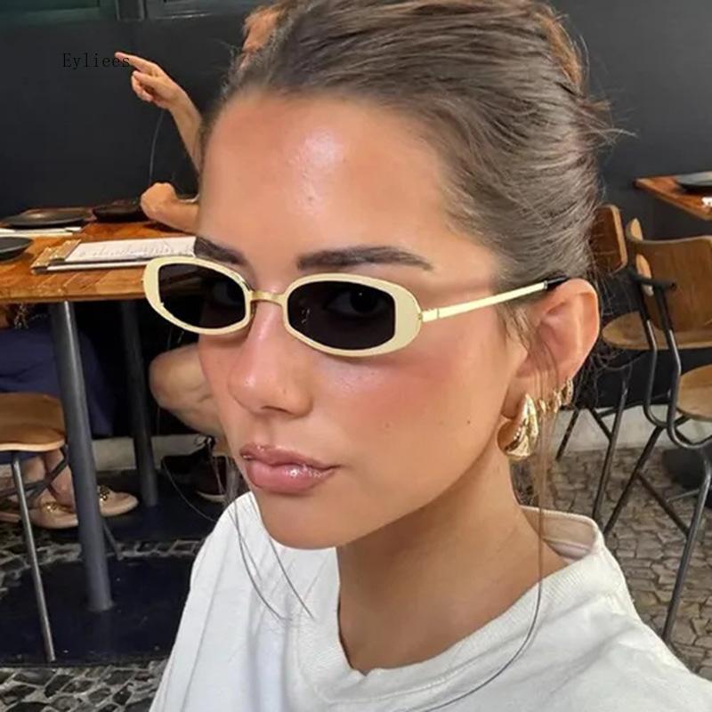New Neutral Retro Sunscreen Sunglasses Fashion Small Frame Cat Eye Metal Travel Sunglasses UV400 Designer Gafas De Sol