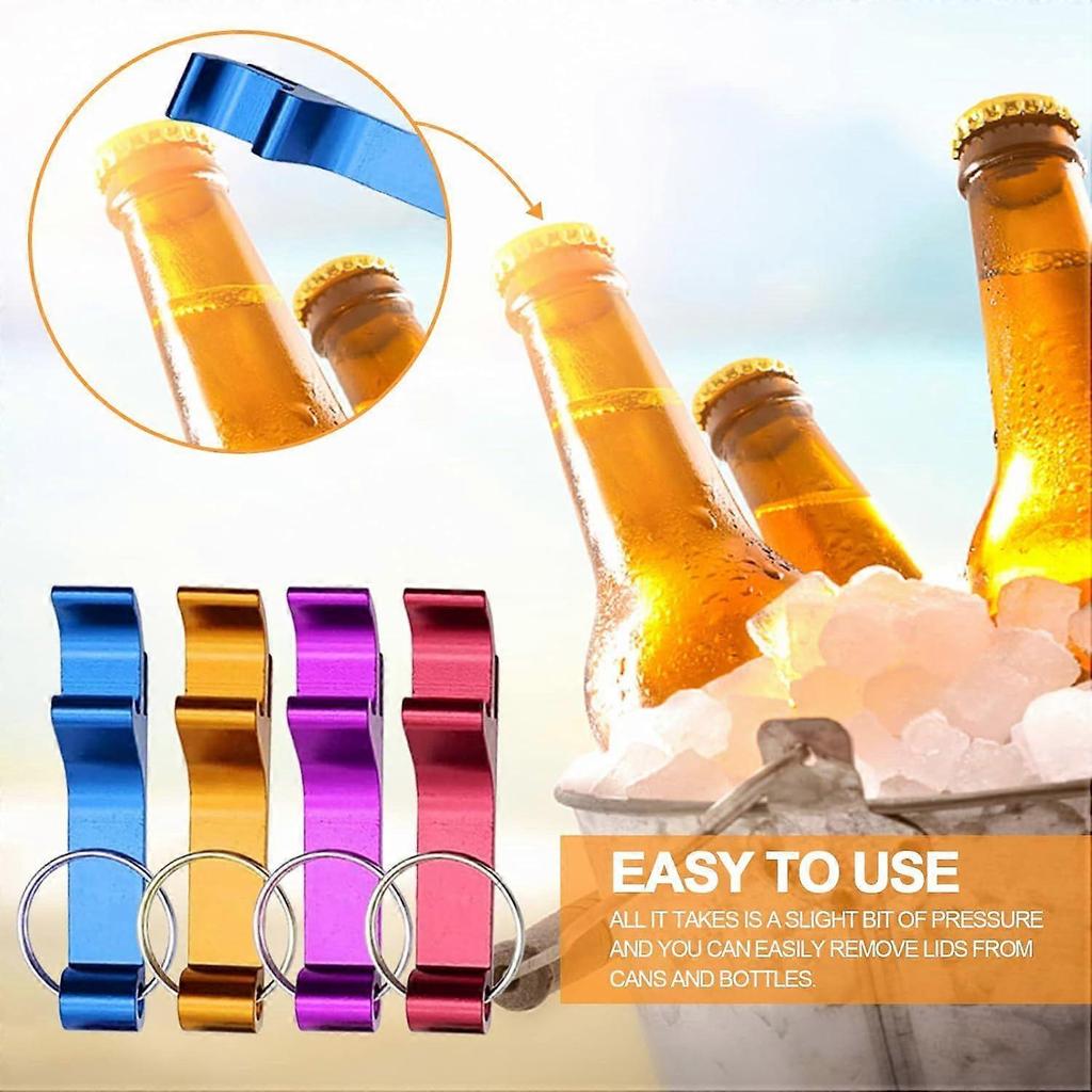 4 Pack Beer Bottle Opener - Keychain Mini Can Opener, Aluminium Multi-Function for Garden Bar